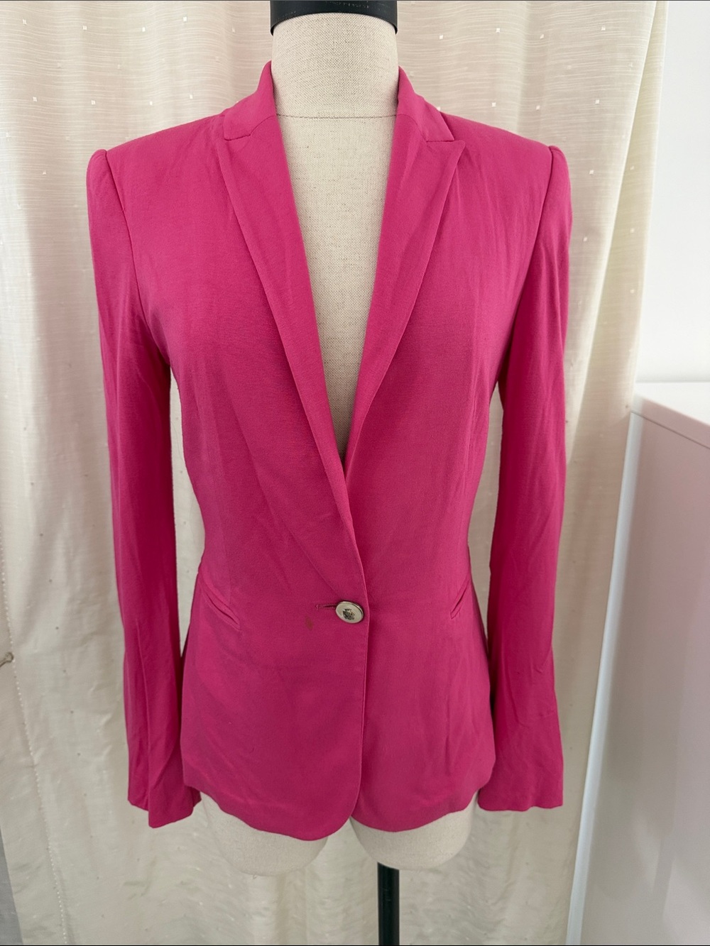 Zara Basic Fuchsia/Pink Single-Button Blazer size S